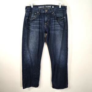 Guess Jeans Rebel Straight Leg Mens 38X32 Dark Wash Cotton Festival Casual